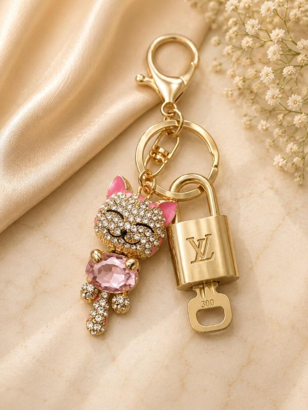 Authentic Louis Vuitton Gold Lock 🔒 Unbranded Bunny Keychain Bag Charm LV